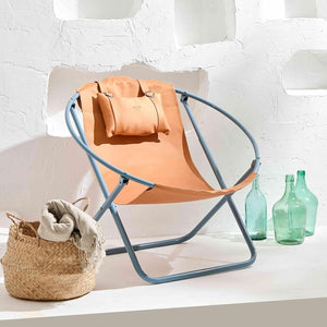 Klappbarer Ledersessel – Orange – 2