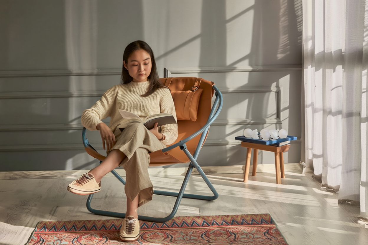 Klappbarer Ledersessel – Orange