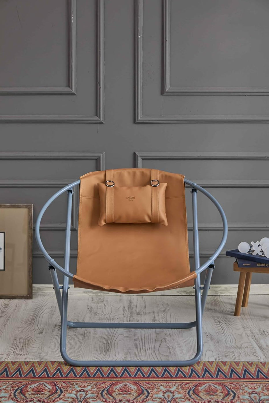 Klappbarer Ledersessel – Orange — 9
