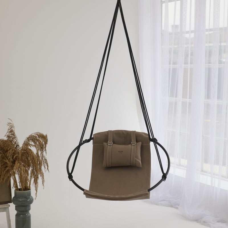 Runder Hängesessel aus Kunstleder (Ø 86 cm) – Indoor & überdachte Außenbereiche - Mink