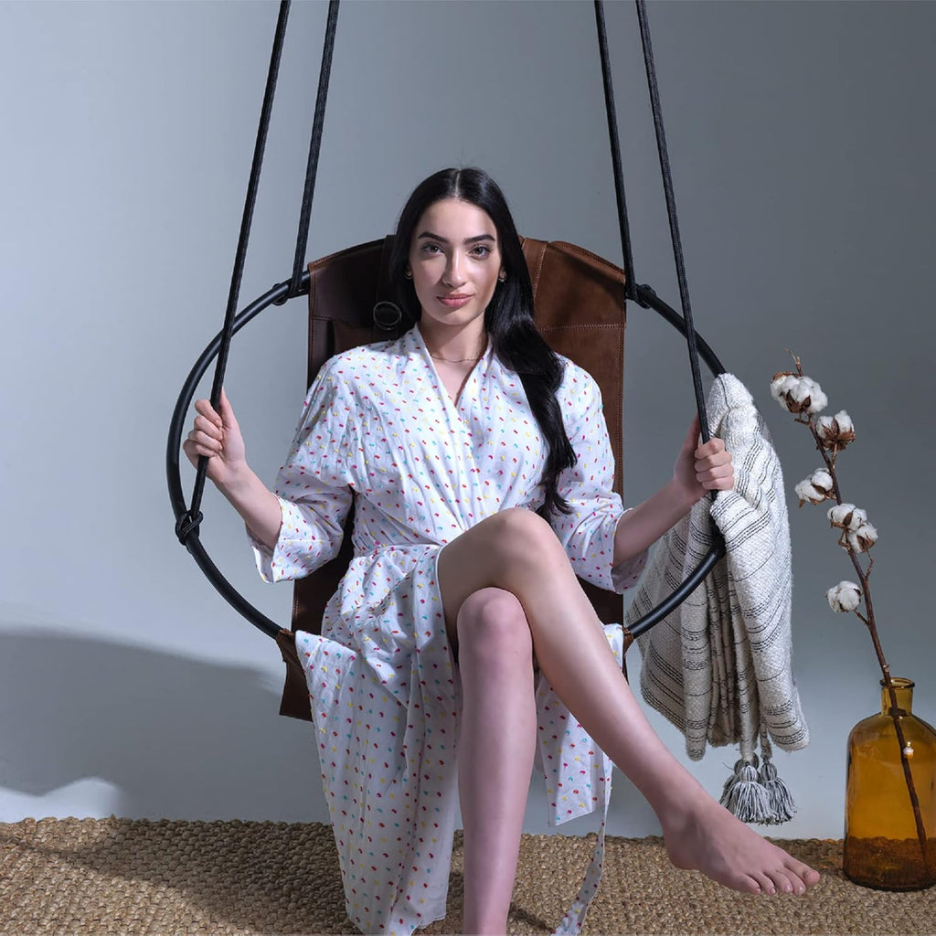 Runder Hängesessel aus Kunstleder (Ø 86 cm) – Indoor & überdachte Außenbereiche - Braun