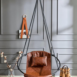 Runder Hängesessel aus Kunstleder (Ø 86 cm) – Indoor & überdachte Außenbereiche - Braun – 5