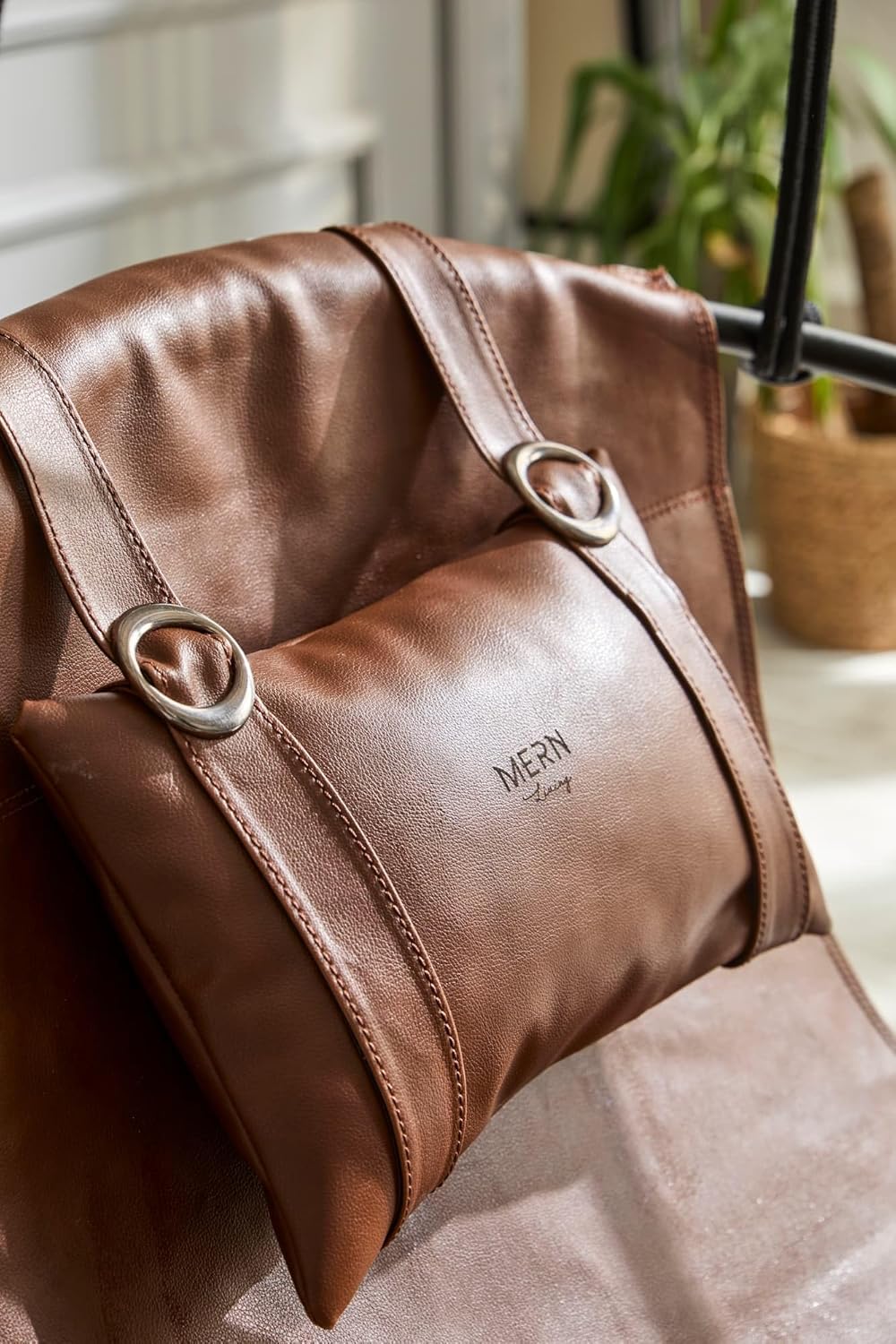 Runder Hängesessel aus Kunstleder (Ø 86 cm) – Indoor & überdachte Außenbereiche - Braun