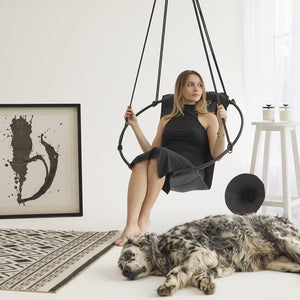 Runder Hängesessel aus Kunstleder (Ø 86 cm) – Indoor & überdachte Außenbereiche - Schwarz – 3