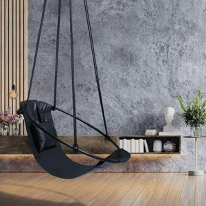 Runder Hängesessel aus Kunstleder (Ø 86 cm) – Indoor & überdachte Außenbereiche - Schwarz – 9