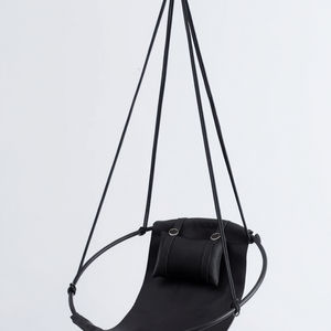Runder Hängesessel aus Kunstleder (Ø 86 cm) – Indoor & überdachte Außenbereiche - Schwarz – 1