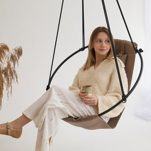 Runder Hängesessel aus Kunstleder (Ø 86 cm) – Indoor & überdachte Außenbereiche - Mink – 8
