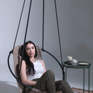 Runder Hängesessel aus Kunstleder (Ø 86 cm) – Indoor & überdachte Außenbereiche - Mink – 9