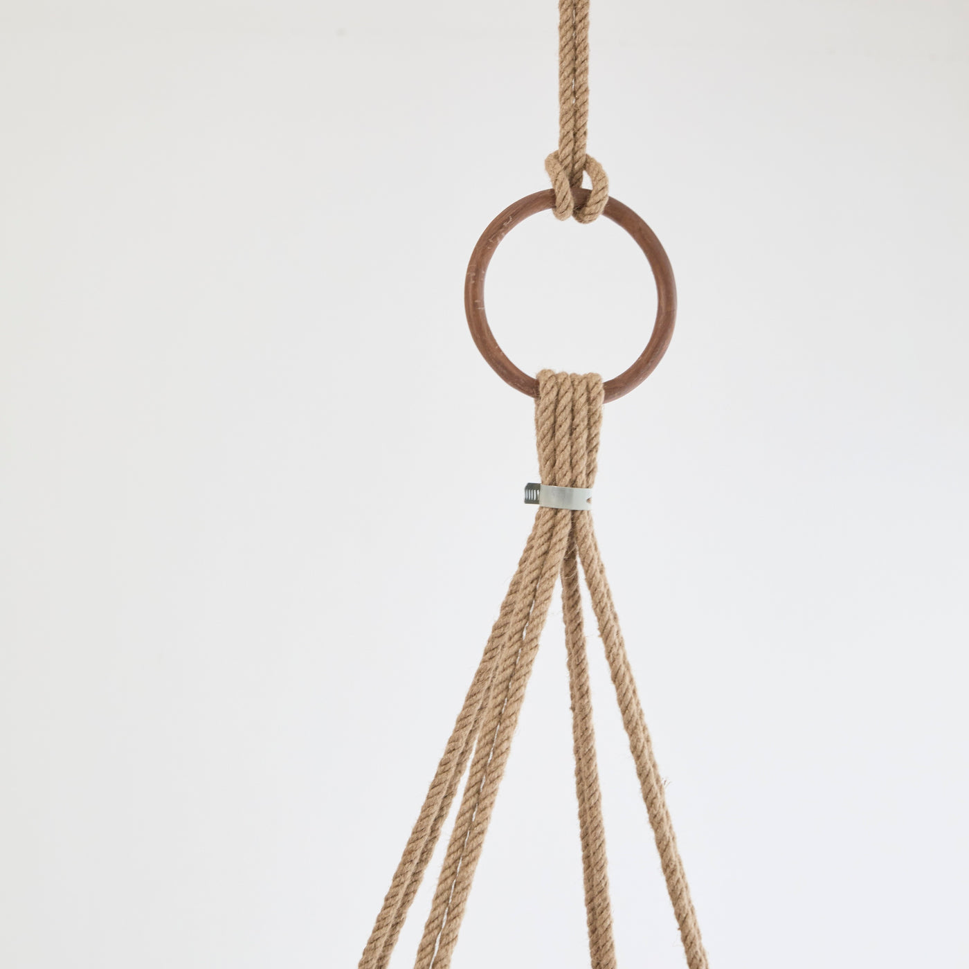 Hängesessel aus Echtleder mit Teak-Beschichtung (Ø 100 cm) — 6