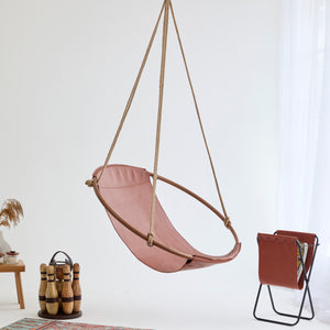 Hängesessel aus Echtleder mit Teak-Beschichtung (Ø 100 cm) – 7