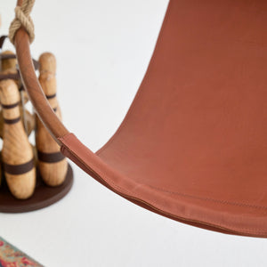 Hängesessel aus Echtleder mit Teak-Beschichtung (Ø 100 cm) – 8