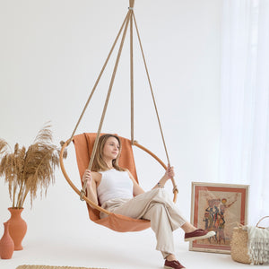 Teak-Rahmen Canvas Hängesessel (Ø 100 cm) -Braun – 2