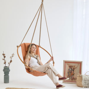 Teak-Rahmen Canvas Hängesessel (Ø 100 cm) -Braun – 4