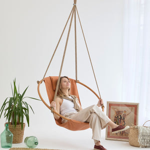 Teak-Rahmen Canvas Hängesessel (Ø 100 cm) -Braun – 5