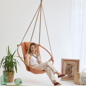 Teak-Rahmen Canvas Hängesessel (Ø 100 cm) -Braun – 6