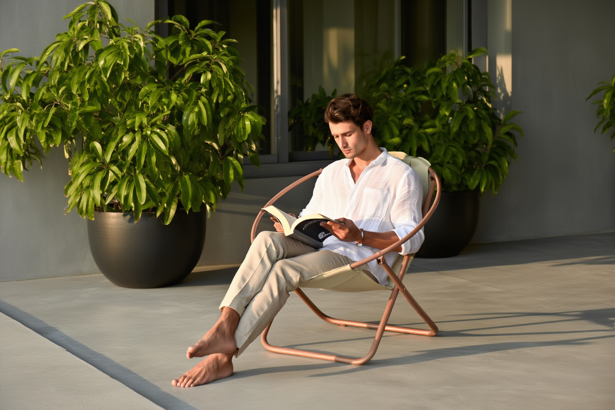 Leather Folding Chair – Beige