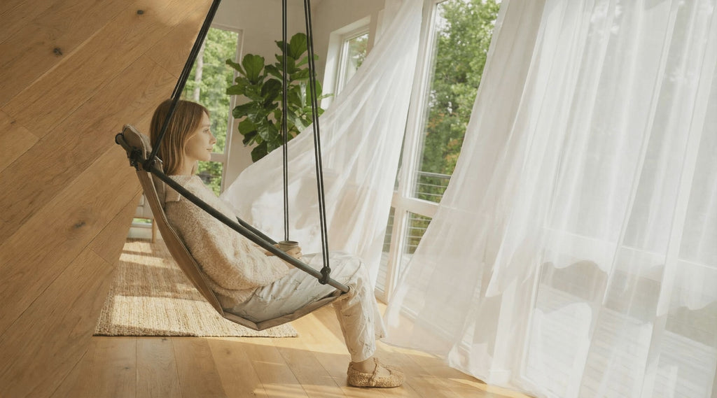 Runder Hängesessel aus Kunstleder (Ø 86 cm) – Indoor & überdachte Außenbereiche - Mink